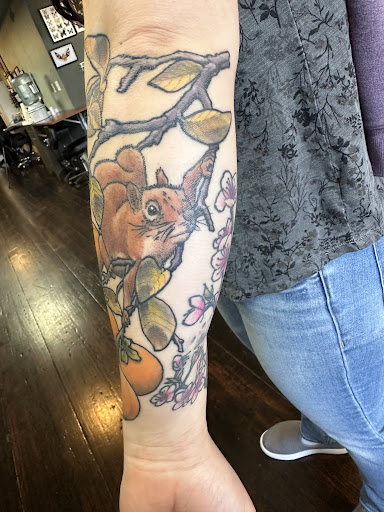 Explore dog tattoos ideas, creative tattoo ideas in Eureka, available at Bohemian Tattoo