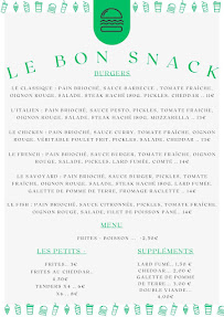Menu / carte de Le Bon Snack (Foodtruck) à Montclus