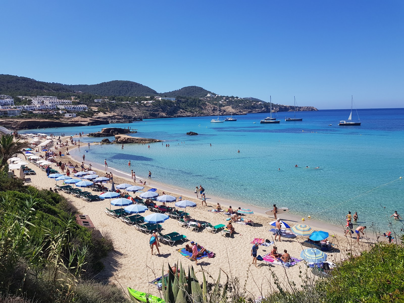 Photo de Cala Tarida avec sable fin et lumineux de surface