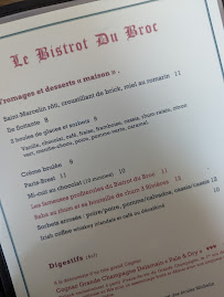 Restaurant Le Bistrot du Broc à Bourron-Marlotte (le menu)