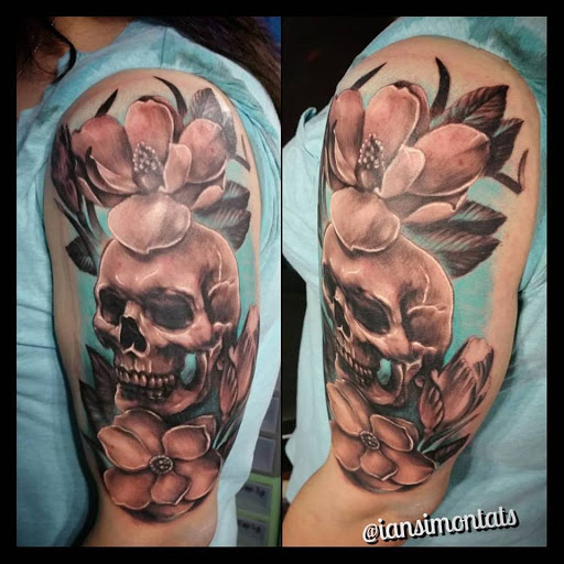 Explore geometric sleeve tattoo ideas, creative tattoo ideas in Youngstown, available at Bitter Hearts Tattoo