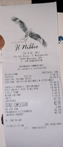 Trattoria Pizzeria Il Nibbio à Montemerano menu