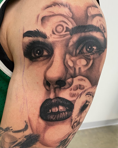 Explore nose tattoo ideas, creative tattoo ideas in Hutto, available at Upside Tattoo