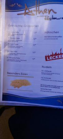 Athen à Waldeck menu