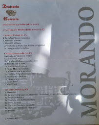 Carte du Ristorante Morando à Serra Riccò