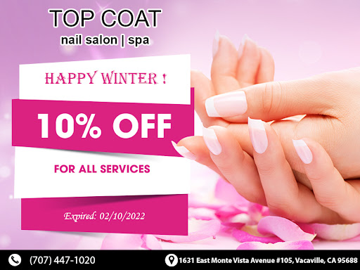 Nail Salon «Top Coat Nail Salon & Spa», reviews and photos, 1631 E Monte Vista Ave #105, Vacaville, CA 95688, USA
