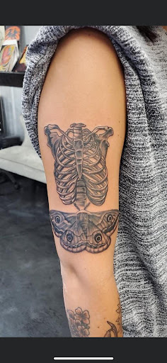 Explore men's family sleeve tattoo ideas, creative tattoo ideas in Augusta, available at Moth & Magpie Tattoo