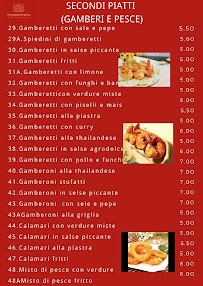 Menu du Tesoro express à Valenza