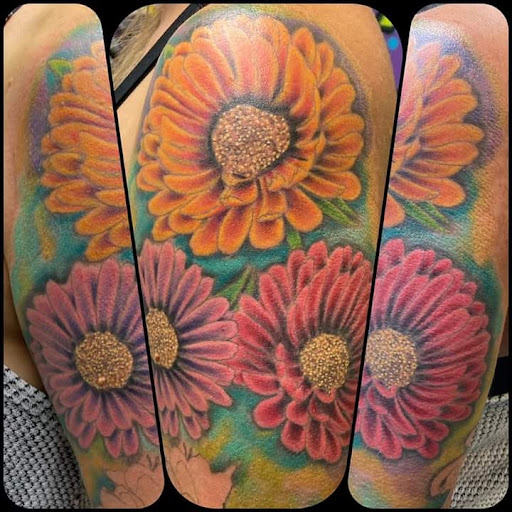 Explore father and son tattoos ideas, creative tattoo ideas in Mckinney, available at Borrowed Time Fine Art Gallery Tattoo Shop