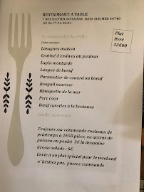 Carte du Restaurant à Table à Batz-sur-Mer