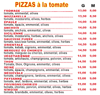 Menu du Pizzas des 7 Collines à Nîmes