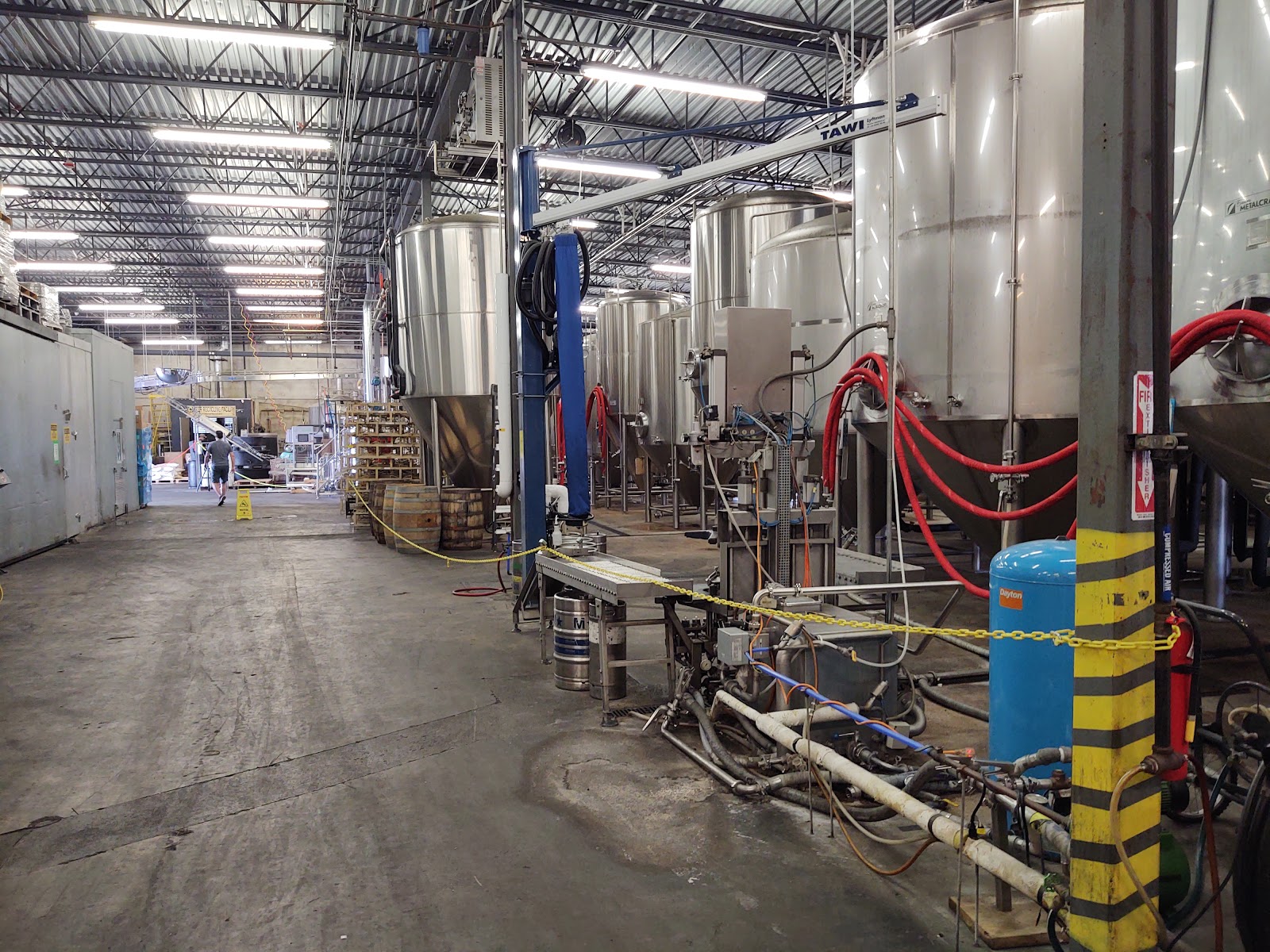 Brewing tanks in a taproom