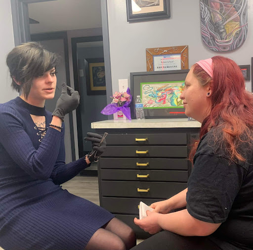 Explore female calf tattoo ideas, creative tattoo ideas in Rockford, available at Euro Tattoo