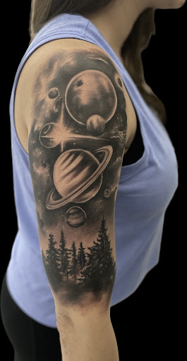 Explore back of the leg tattoo ideas, creative tattoo ideas in Weatherford, available at Weatherford Tattoo Co.