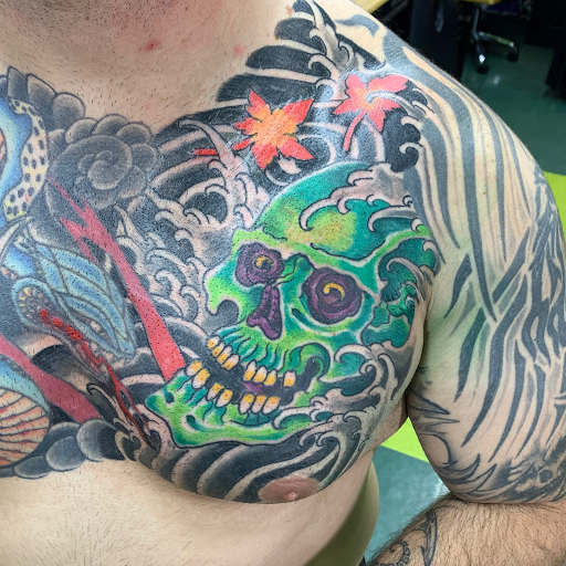 Explore girly skull tattoo ideas, creative tattoo ideas in Miami, available at Bonsai Mike Tattoos