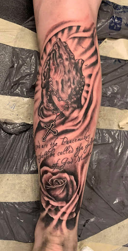 Explore outside arm tattoo ideas, creative tattoo ideas in Mayodan, available at Bleeding Ink Tattoo