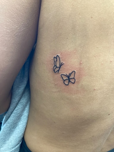 Explore saint tattoo ideas, creative tattoo ideas in Slippery Rock, available at Dinky Dachshund Tattoo Parlor