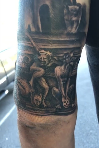 Explore mens memorial tattoo ideas, creative tattoo ideas in Savannah, available at Tatlyfe Studios