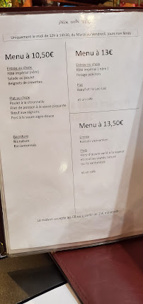 Carte du Restaurant Saïgon à Sceaux