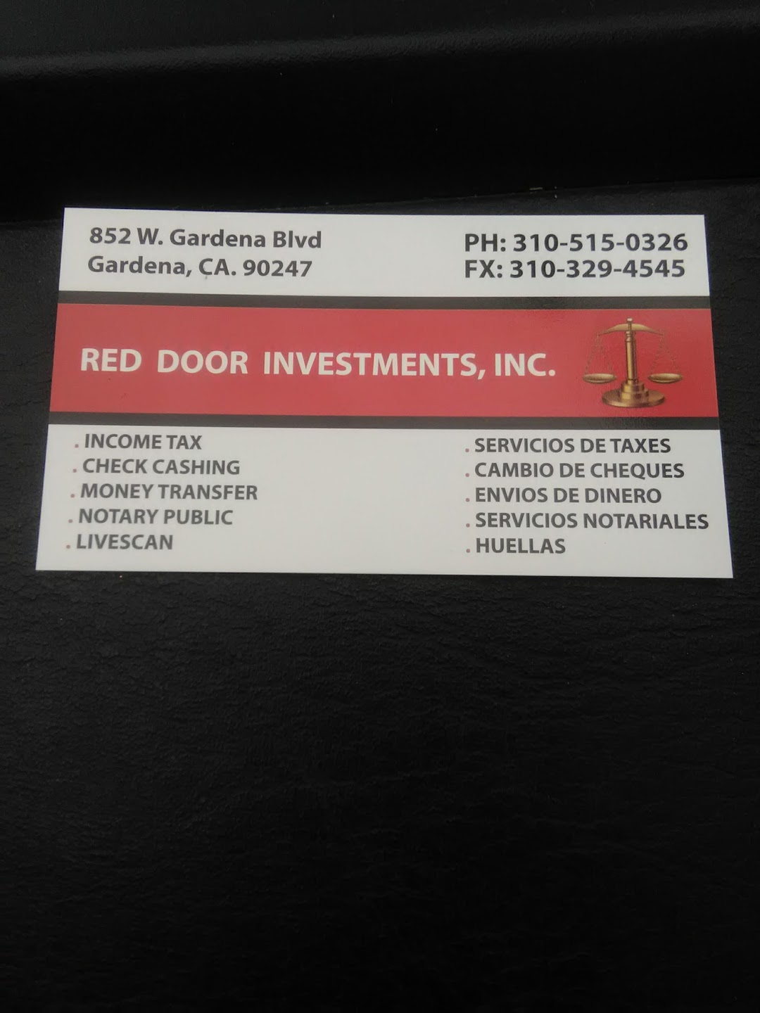 Red Door Investments Notary Public, Income Tax, Fingerprint Services, and wedding Officiants