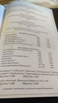 Menu du Gasthaus Ziegelhütte à Pollenfeld