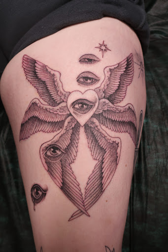 Explore fish tattoo ideas, creative tattoo ideas in Austin, available at Black Swan Tattoo Company