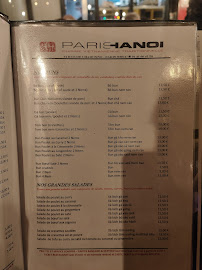 Restaurant vietnamien Paris Hanoï à Paris (le menu)