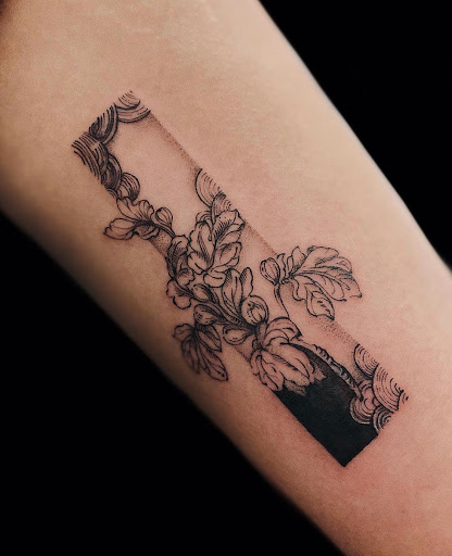 Explore back of the ear tattoo ideas, creative tattoo ideas in San Francisco, available at Two Cranes Tattoo