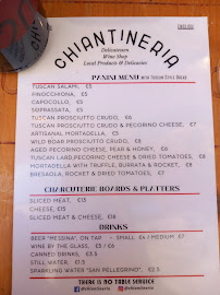 Menu du Chiantineria à Arezzo