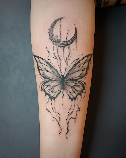 Explore portrait sleeve tattoo ideas, creative tattoo ideas in Great Falls, available at Sparrows and Arrows Tattoo