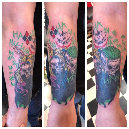 Explore color flower tattoo ideas, creative tattoo ideas in Dunn, available at Yankee Tattoo and Piercing