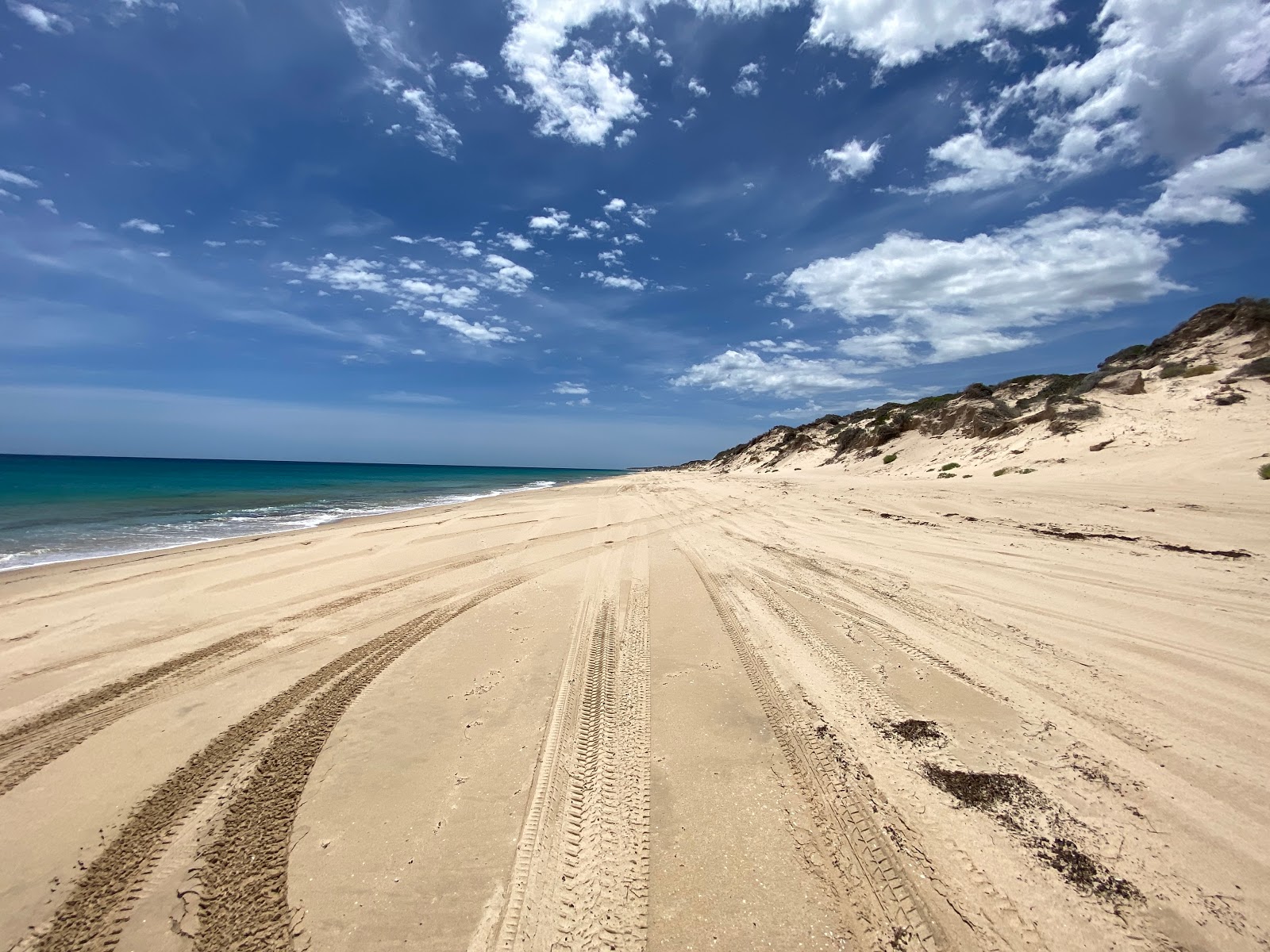 Fotografija White Hills Beach z svetel pesek površino