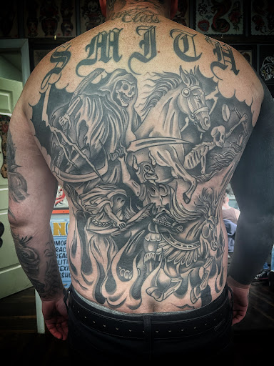 Explore carpenter tattoo ideas, creative tattoo ideas in Chatham, available at DMC Tattoo