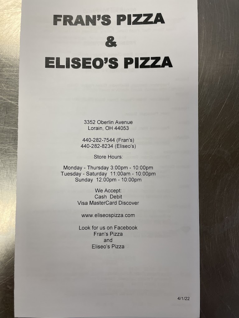 Eliseo's Pizza 44053