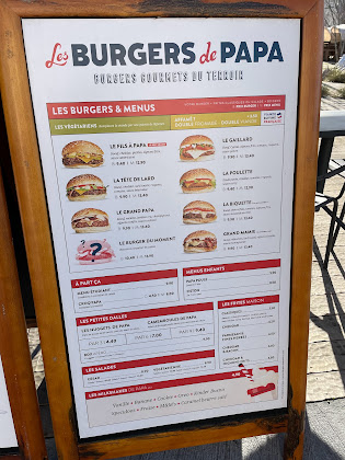 menu du Restaurant de hamburgers Les Burgers de Papa à Saint-Étienne