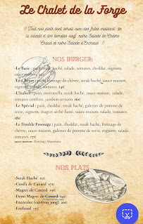 Menu du Chalet de la Forge à Les Eyzies