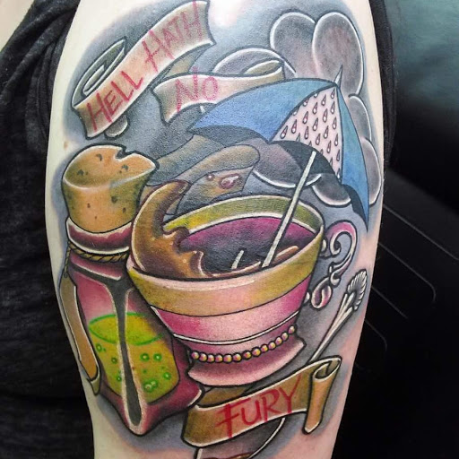 Explore neck word tattoo ideas, creative tattoo ideas in Lake Jackson, available at Seven Souls Tattoo Studio