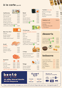 Menu / carte de Bento Sushi & Thai | Restaurant japonais et thailandais à Bayonne à Bayonne