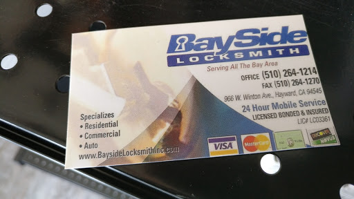 Locksmith «BaySide Locksmith Inc.», reviews and photos, 965 W Winton Ave, Hayward, CA 94545, USA