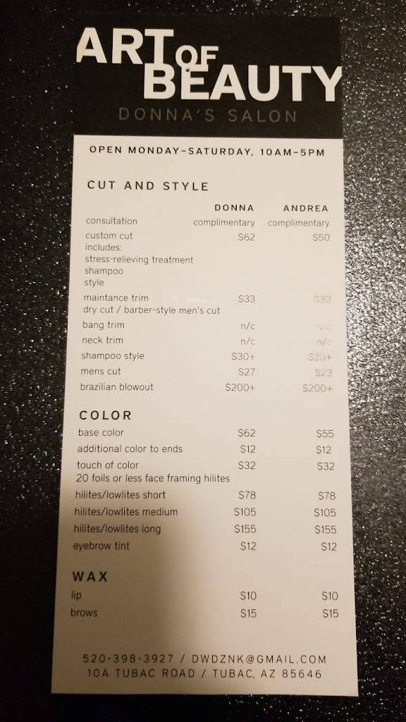 ART OF BEAUTY DONNA'S SALON 85646