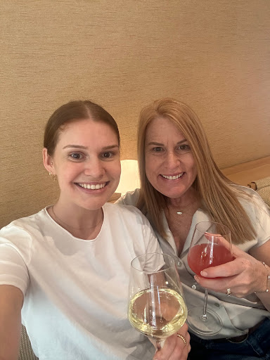 My daughter and me with our Santa Margarita and Watermelon mimosas 