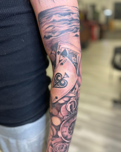Explore lock shock and barrel tattoo ideas, creative tattoo ideas in Watford City, available at Soulful Ink Studios