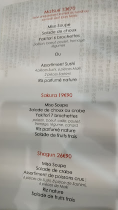 menu du restaurants Tokami Blagnac - Restaurant traditionnel japonais à Blagnac
