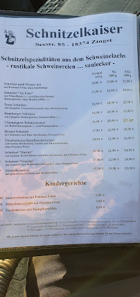 Schnitzel-Kaiser Biergarten à Zingst menu