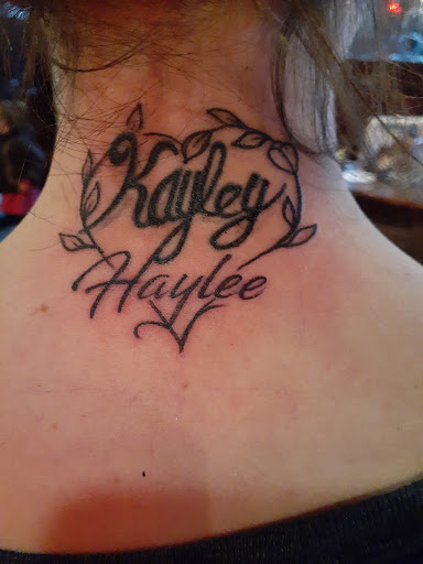 Explore word tattoo cover up ideas, creative tattoo ideas in Oak Grove, available at Hell or High Water Tattoo Shop