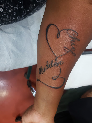 Explore pin up girl tattoo ideas, creative tattoo ideas in Long Beach, available at Port City Tattoo