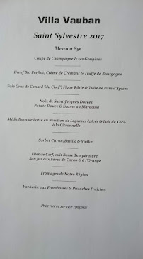 Villa Vauban à Dijon menu