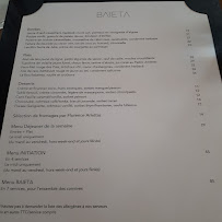Baieta à Paris menu