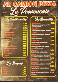 Menu / carte de La Provençale Pizzeria à Marseille