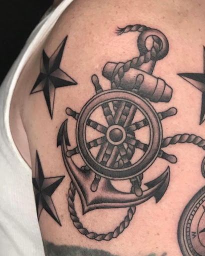 Explore mens calf tattoo ideas, creative tattoo ideas in Charlotte, available at Canvas Tattoo & Art Gallery